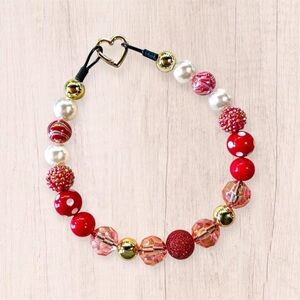 Cupid’s Crimson Confetti Beaded Dog Collar